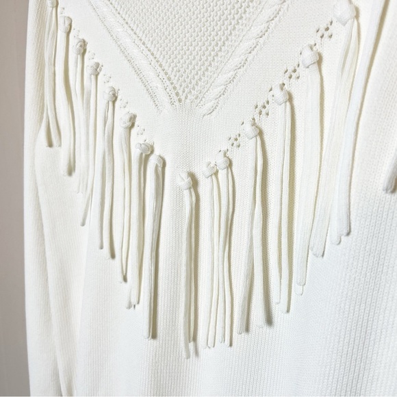 MARELLA Ivory Fringe Pullover Sweater XS off-white cream tassels neutral jumper - Picture 5 of 11
